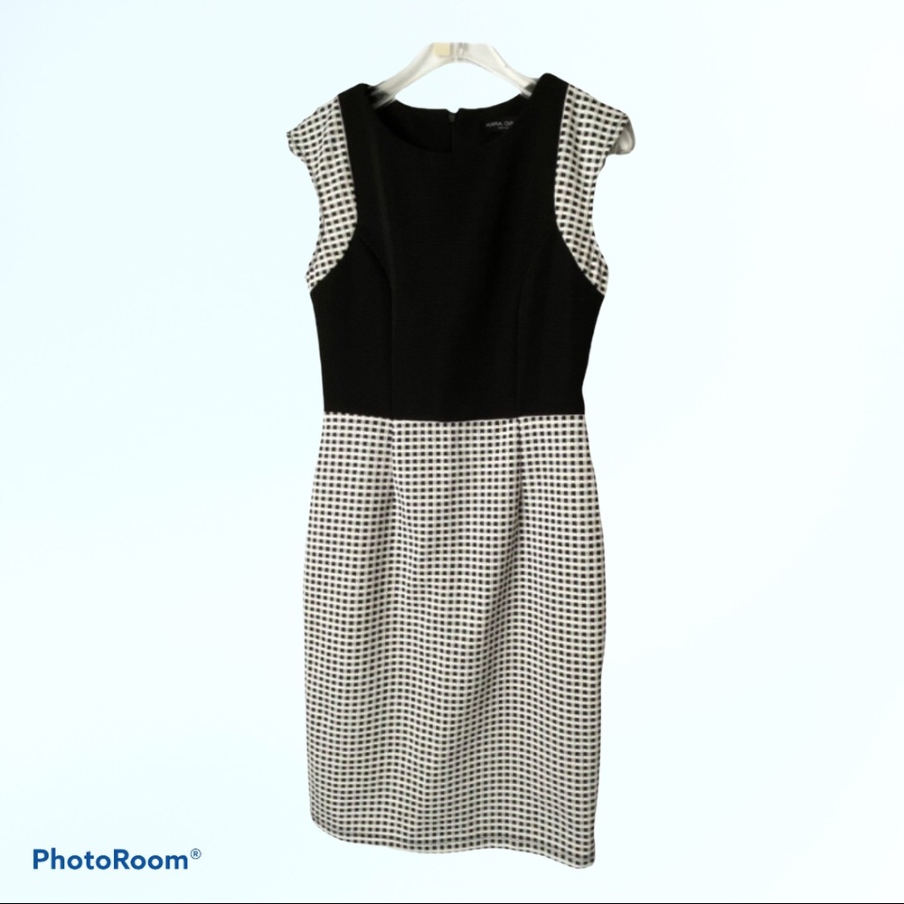 Kara Girl Dress Womens Medium Black White Gingham Sleeveless Business casual